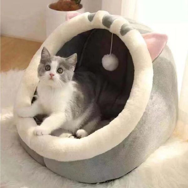 GLAITC Cat Bed Cat Cave Bed Cozy Pet Cave Bed for Puppy Kitten Rabbit Cute Cat Tent House with Hanging Ball Cat Tent for Small Cat with Removable Cushion for Small Medium Pets Sleeping Indoor