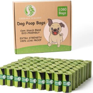 GREENER WALKER Poop Bags for Dog Waste 1080 Bags, Extra Thick Strong 100% Leak Proof Dog Waste Bags (Green)