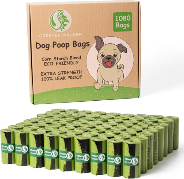 GREENER WALKER Poop Bags for Dog Waste 1080 Bags, Extra Thick Strong 100% Leak Proof Dog Waste Bags (Green)