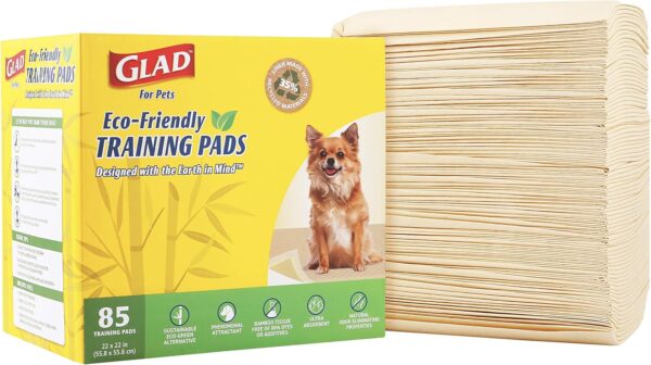 Glad for Pets Earth Friendly Bamboo Training Pads | Eco Friendly Puppy Pads for All Dogs | 85 Super Absorbent Puppy Training Pads, Deodorizing Dog Training Pads for Pets