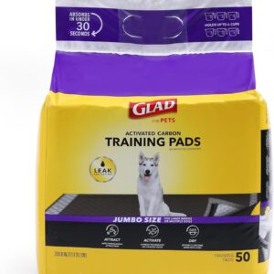 Glad for Pets JUMBO-SIZE Charcoal Puppy Pads | Black Training Pads That ABSORB & Neutralize Urine Instantly | New & Improved Quality, 50 Count