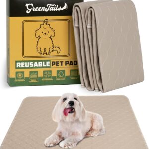 GreenTails Washable Puppy Pads, 2 Pack, 70x100 cm, Large Reusable Dog Training Pads, Super Absorbent Waterproof Pee Pads for Dogs, Home & Travel Incontinence Mat - Brown & Black