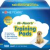 HONEY CARE All-Absorb, Large 22" x 23", 100 Count, Dog and Puppy Training Pads, Ultra Absorbent and Odor Eliminating, Leak-Proof 5-Layer Potty Training Pads with Quick-Dry Surface, Blue, A01