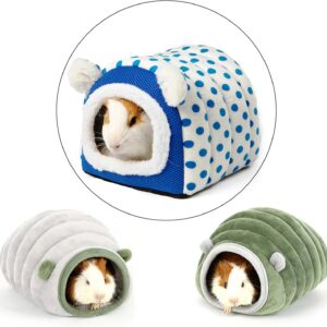 HanryDong Winter Warm Hamster Hideout, Guinea Pig Bed House, Small Animals Cotton Bed, Machine Washable, White Cute Nest Cage for Kitten Rats Chinchilla Hedgehog (white, 6.3''×6.3''×6.7'')