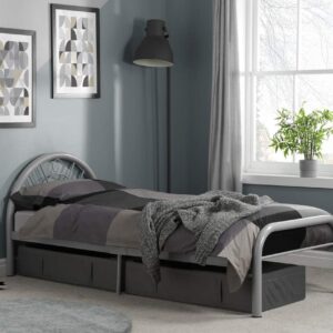 Happy Beds Solo 3' Single Size Silver Finished Metal Bed Frame