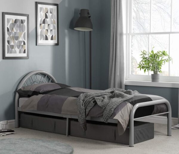 Happy Beds Solo 3' Single Size Silver Finished Metal Bed Frame