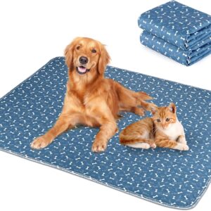 Hmseng Washable Pee Pads for Dogs, 90*80CM Reusable Dog Pee Pad，Highly Absorbent puppy pads，Waterproof Dog Floor Mats，pipi pad for Guinea Pigs, Bunnies, Cats-Blue 2pcs