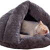 IBLUELOVER Soft Plush Cat Cave Bed Cuddle Nest Bed Semi-Closed Winter Warm Pet Bed Puppy Dog Calming Bed Cozy Sleeping Bag for Small Dog Cat Kitty Bunny Rabbit