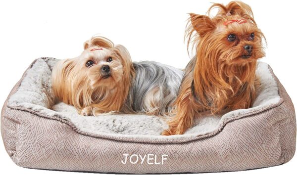 JOYELF Dog Bed Washable Calming Pet Bed, Anti Anxiety Cat Bed & Sofa, Cute Plush Pet Bed for Small Dog and Cat - Small Rectangle