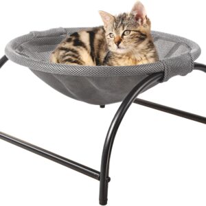 JUNSPOW Cat Hammock Bed, 43×43×24cm Breathable & Whole Wash Free-Standing Cat Sleeping Bed - Easy Assembly Pet Bed for Cat/Small Dog Useable in Indoors Outdoors, Grey