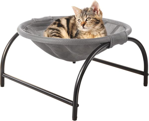 JUNSPOW Cat Hammock Bed, 43×43×24cm Breathable & Whole Wash Free-Standing Cat Sleeping Bed - Easy Assembly Pet Bed for Cat/Small Dog Useable in Indoors Outdoors, Grey