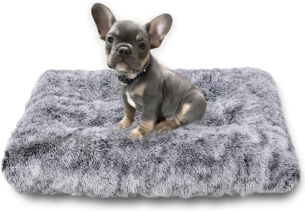 Jaspuriea Small Dog Bed Washable Dog Crate Mattress Calming Fluffy Anti Anxiety Dog Beds Deluxe Plush Dog Mat with Anti-Slip Bottom,60x45x6cm