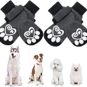 KOOLTAIL Dog Socks Anti-slip Dog Paw Protector Dog Boots 2 Pairs Adjustable Dog Socks For Pet indoor & outdoor Walking