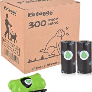 Katoggy Dog Poo Bags, 20 Rolls, 300 Counts, 23 x 33 cm Dog Waste Bags Rolls with Dispenser, Extra Thick, Leak Proof, Lavender Scented Poop Bags for Dogs and Cats