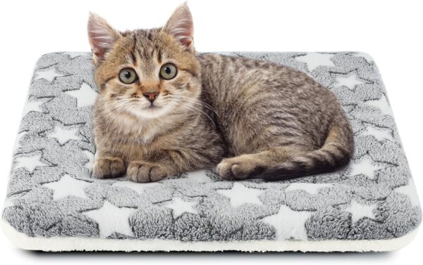 Kekuningan Cat Bed for Indoor Cats Kitten Bed Blanket Washable Pet Cushion for 18 inch Cage Flat Dog Crate Bed Puppy Cat Mat Mattress Pillow Reversible Extra Small 45x37cm