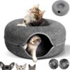 KunpengZen Cat Tunnel, Fun Hiding Tent Cat Tunnels for Indoor Cats, Zipper Design Felt Cat Donut Cave Dog Tunnel Bed 50cm for Small Pets Up to 4 kg, Kittens, Rabbit, Small Dogs (Dark Grey)