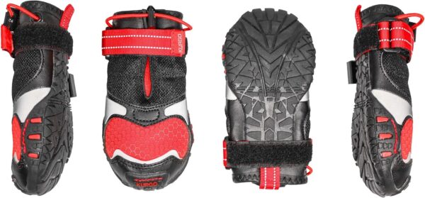 Kurgo Blaze Cross Dog Shoes, All Season Boots for Dogs, Water-Resistant, Anti-Slip Soles, Small-Chili Red/Black