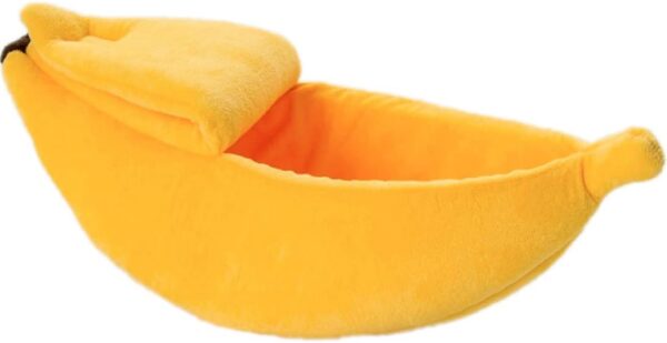 LAANCOO Cat Bed Cute Banana Shape Kitten Bed Soft Lovely Puppy House Cuddle Supplies Yellow 55cm warm nest