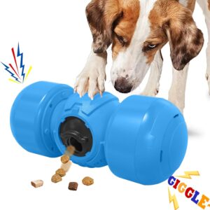 LACCEN Interactive Dog Toy, Rolling Dog Treat Dispenser Slow Feeder, Funny Giggle Dog Puzzle Toy, Reduce Boredom Improve IQ, Dog Treat Toys for Boredom Medium Large Dogs (Blue)