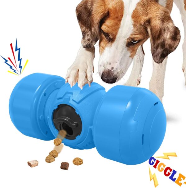 LACCEN Interactive Dog Toy, Rolling Dog Treat Dispenser Slow Feeder, Funny Giggle Dog Puzzle Toy, Reduce Boredom Improve IQ, Dog Treat Toys for Boredom Medium Large Dogs (Blue)