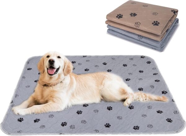 LENAUQ Puppy Pads, 2 Pack Washable Dog Pee Pads Pet Puppy Training Supplies Pads, 70 X 80cm Non-Slip Super Absorbing Whelping Pads for Dog Housebreaking Supplies (Grey&Brown)