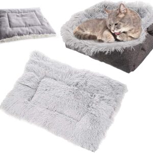 Ledeak Cat Cushion Bed, Plush Pets Puppy Kitten Small Dog Super Soft Warm Washable Foldable Sleeping Bag House Pads Thermal Mat Blanket for Basket Carrier Indoor Outdoor Toy (Grey)