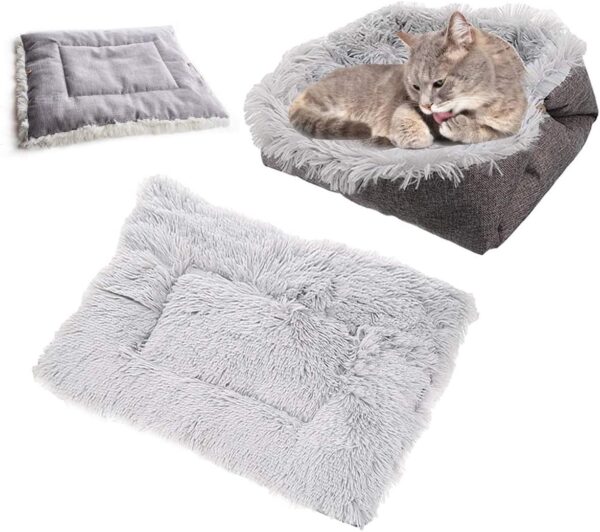 Ledeak Cat Cushion Bed, Plush Pets Puppy Kitten Small Dog Super Soft Warm Washable Foldable Sleeping Bag House Pads Thermal Mat Blanket for Basket Carrier Indoor Outdoor Toy (Grey)