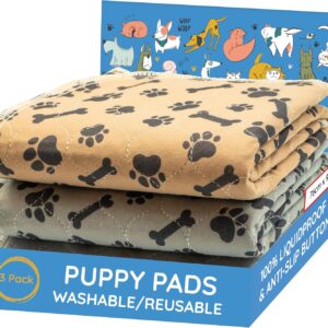 MAGNUS CREATIONS: Reusable Puppy Training Pads, (3-Pack) Washable Dog Pads, Very Absorbent Pet Mat Pee Pads for Dogs, Quick Drying Pads for Travel, Car, Home, Medium and Large Dogs (76 x 91 cm)