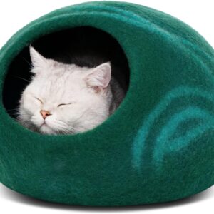 MEOWFIA Premium Felt Cat Bed Cave - Handmade 100% Merino Wool Bed for Cats and Kittens