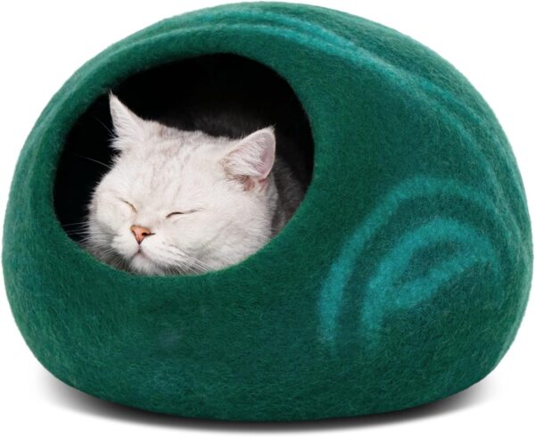 MEOWFIA Premium Felt Cat Bed Cave - Handmade 100% Merino Wool Bed for Cats and Kittens