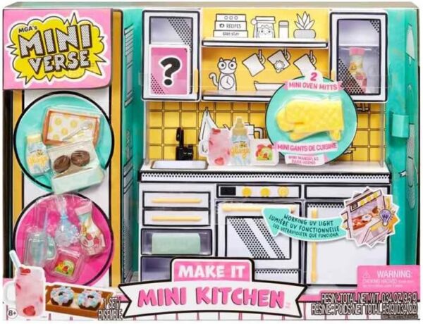 MGA's Miniverse Make It Mini Kitchen - DIY Kitchen Playset with UV Light, Mystery Recipe, Resin Play, and Exclusive Mini Oven Mitts - Not Edible - Requires Batteries - Suitable for Kids Ages 8+