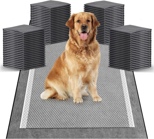 MIZOK Large Puppy Pads 60x90cm Puppy Pee Pads Activacted Carbon Odor-Control Puppy Training Pads Leak-Proof & Super Absorption Dog Pads for Up to 6 Cups Liquid, Disposable (50 Counts)