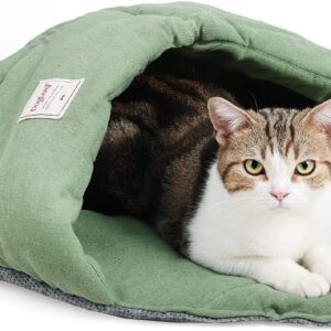 MOLEDINO Cat Sleeping Bag Soft Warming Durable Fabric Pet Calming Bed, Cute Cats Bed Washable Covered Indoor Cozy Dog Bed, Cat Cave Bed for Cats Puppy Rabbit Kitty Anti-Slip Large Cat Pocket Bed