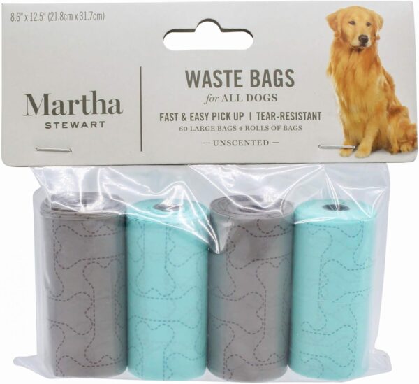 Martha Stewart for Pets Waste bags -60 Bags / 4 Rolls, Blue, FF10288