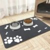 Mavicen Pet Food Mat, 43 * 75cm Super Absorbent Dog Feeding Mat, Anti Slip Pet Bowl Placemat, Adorable Paws & Bones Pattern Dog Slow Feeder Mat, Pet-friendly Feeder Mat for Cats, Dogs, Small Animals