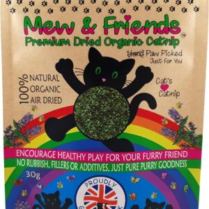 Mew & Friends Catnip - Grown in UK Premium Catnip 100% Organic Naturally Dried | Extra Strong Cat Nip | New 2024 Crop | Cat Toy | Cat Treat | Gift For Cat Lovers - 30g