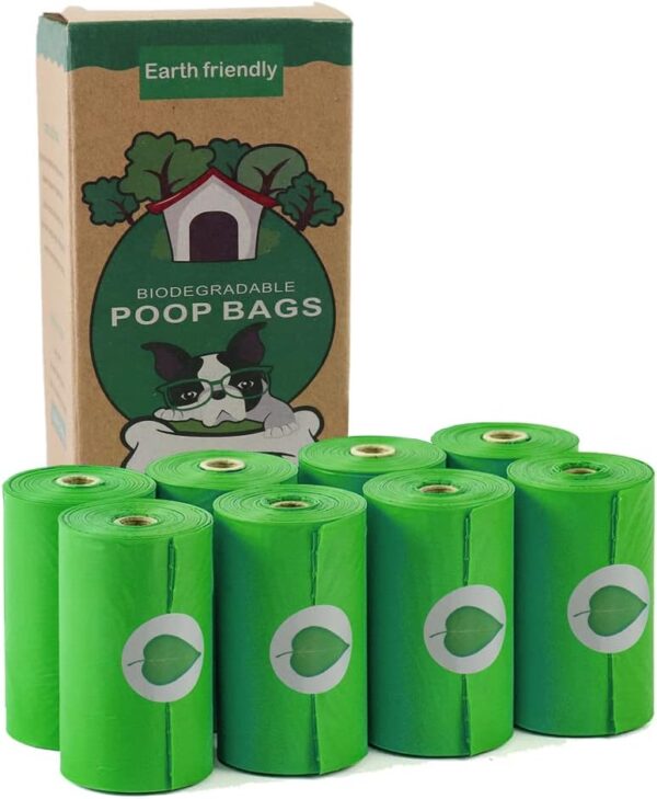 Mr Prime Dog Poop Bags 120 Bags (8 Rolls of 15 Bags) Green Waste Poo Bags Biodegradable for Pets