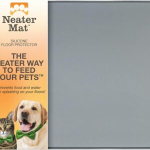 Neater Pet Brands Neater Mat - Waterproof Silicone Pet Bowls Mat - Protect Floors from Food & Water (19" x 12" Silicone, Gunmetal Grey)