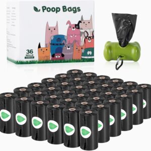 Nestling® Biodegradable Thicker Dog Poop Bags with Dispenser 540 Dog Waste Bags Thick Strong Made from Corn Starch Plants Based (Black)