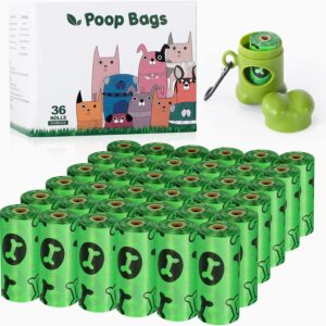 Nestling® Poo Bags for Dog Waste, 540 Dog Poop Bags, Super Strong 100% Leak Proof Biodegradable Dog Poo Bags with Dispenser (Green)