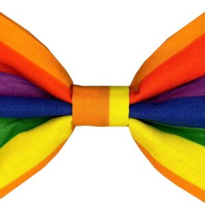 New Dogs Bow Tie Rainbow Lgbt Stripes Elastic Band attach COLLAR ACCESSORY Handmade UK (Small)