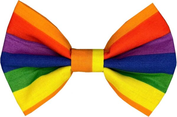 New Dogs Bow Tie Rainbow Lgbt Stripes Elastic Band attach COLLAR ACCESSORY Handmade UK (Small)