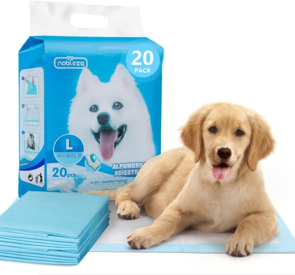 Nobleza 20pcs 60x90cm Ultra Absorbent & Leakproof Dog and Puppy Training Pads, Pet Toilet Pee Pads Large Size with Anti Slip