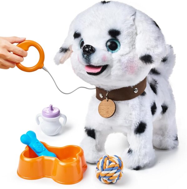 OR OR TU Walking Dog Toys for Kids Toy Dog Plush Electronic Pets Dog Puppy, Walk and Bark on a Lead, Realistic Interactive Toys Dog for Kids 3 4 5 6 7+ Years Old Girls Boys Gift