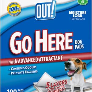 OUT! Go Here Absorbent Pet and Puppy Training Pads |100 Pads