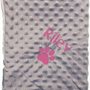 PDTXCLS KE Personalised Dog Puppy Pet Blanket Kitten Cat Any Name Bed Grey (Pink)