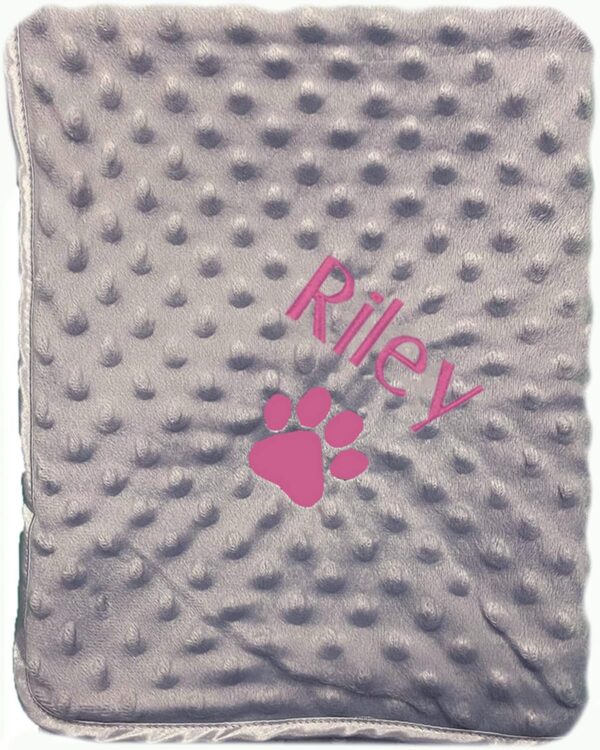 PDTXCLS KE Personalised Dog Puppy Pet Blanket Kitten Cat Any Name Bed Grey (Pink)