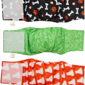 PETTING IS CARING Dog Diapers for Male Dogs 3 PACK - Reusable Male Dog Nappies Durable Washable Dog Wraps Belly Bands Training Travel - pet puppy panties incontinence pants sanitary training pads wrap