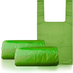 Pack of 100 Dog Poo Bags With Tie Handles 100% Recycle Material & Leak Proof Dog Waste Bags Green Colour Unscented Bags