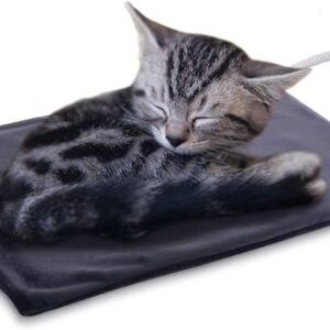 Pecute Pet Heat Pad Small 32x40cm, Constant Heating Safe Electric Heated Mat Anti Bite Waterproof with Removable Flannel Cover & Fire Retardant Cotton, Soft Cosy for Puppies Kittens(2 Covers)